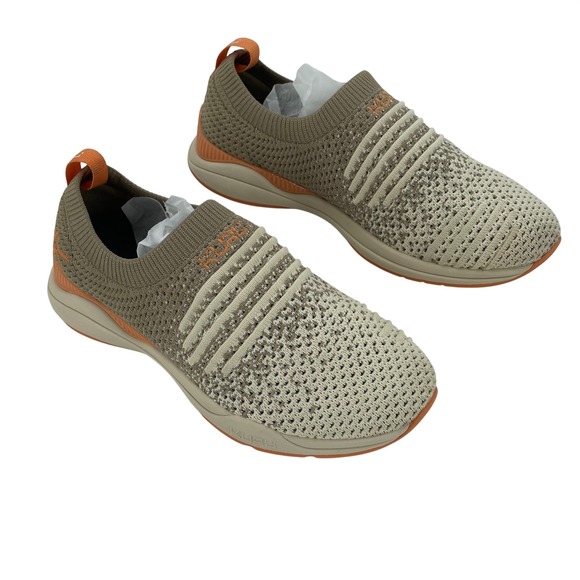 KURU Shoes - Kuru Womens Slip On Sneakers 5.5 Taupe Orange Nova Knit Walking Comfort Shoes